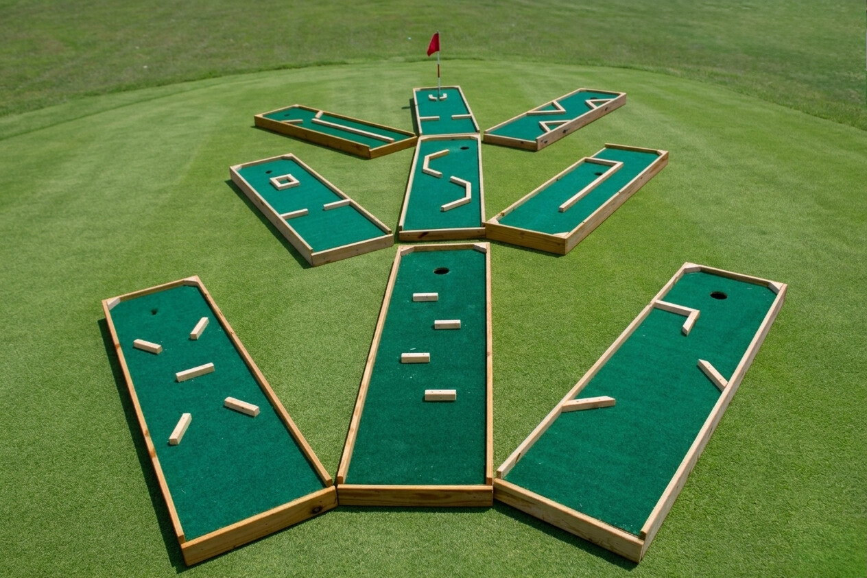 9-Hole Tournament Mini Golf setup on grass